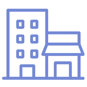 Icône de bâtiment commercial pour service de nettoyage extérieur